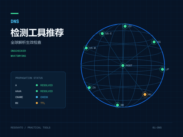 DNS 检测工具全球解析生效检查示意图