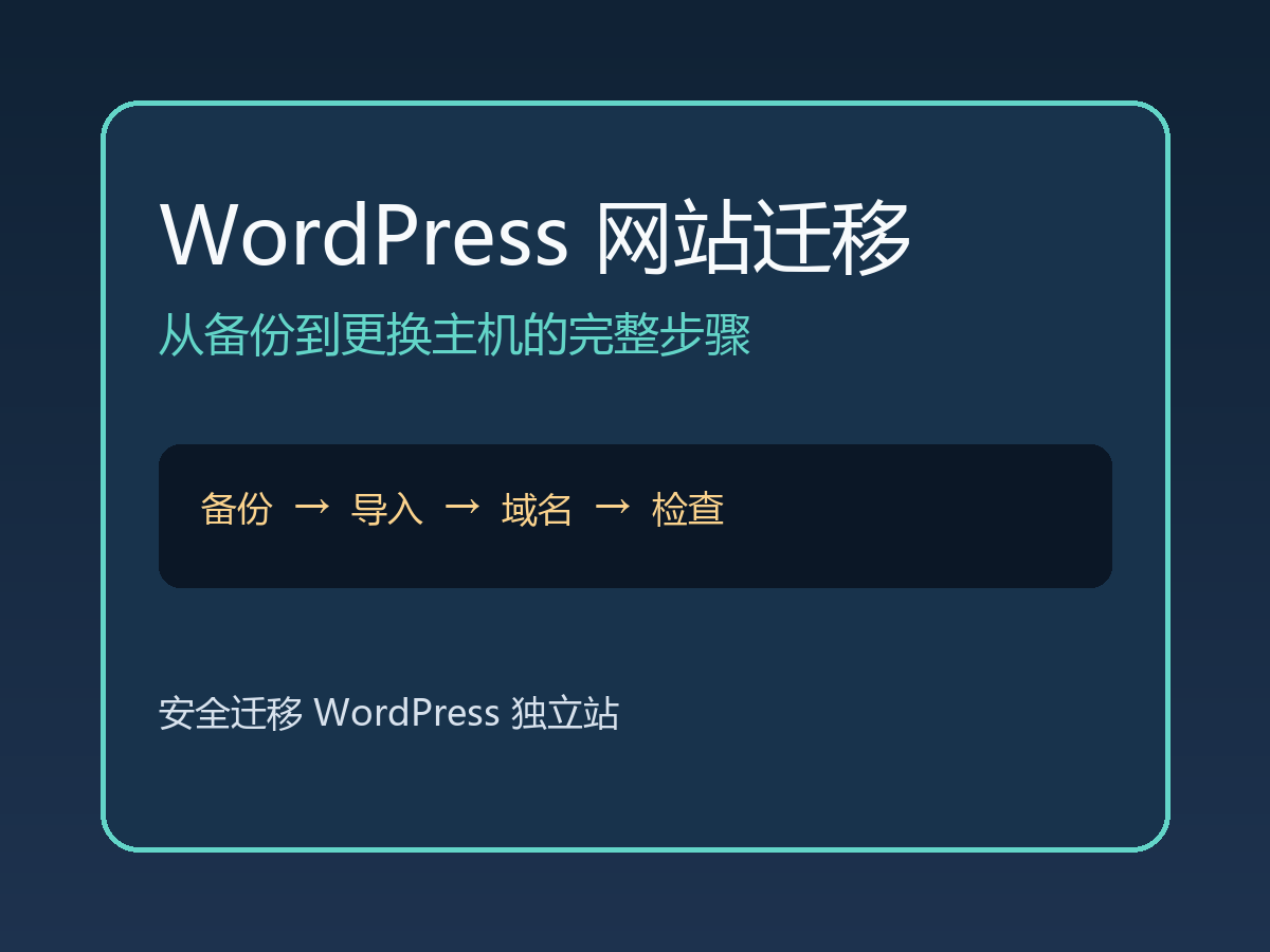 WordPress 网站迁移教程:备份、导入和更换主机步骤