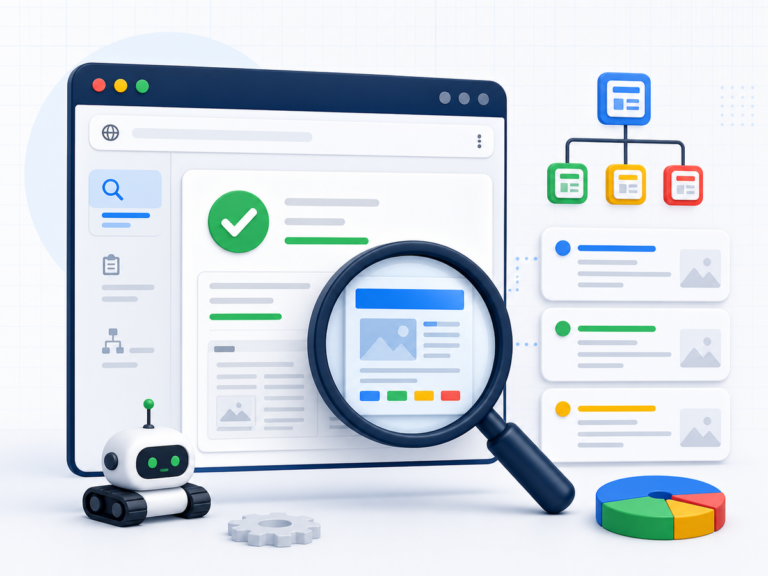 Google 收录查询工具与 Search Console URL 检查示意图