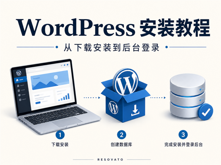 WordPress 安装教程：下载安装、创建数据库与登录后台示意图